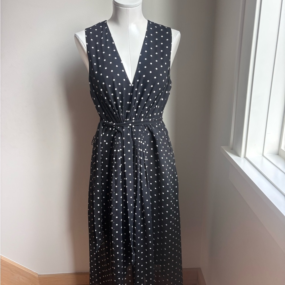 Anne Klein Black and White Polka Dot Midi Dress